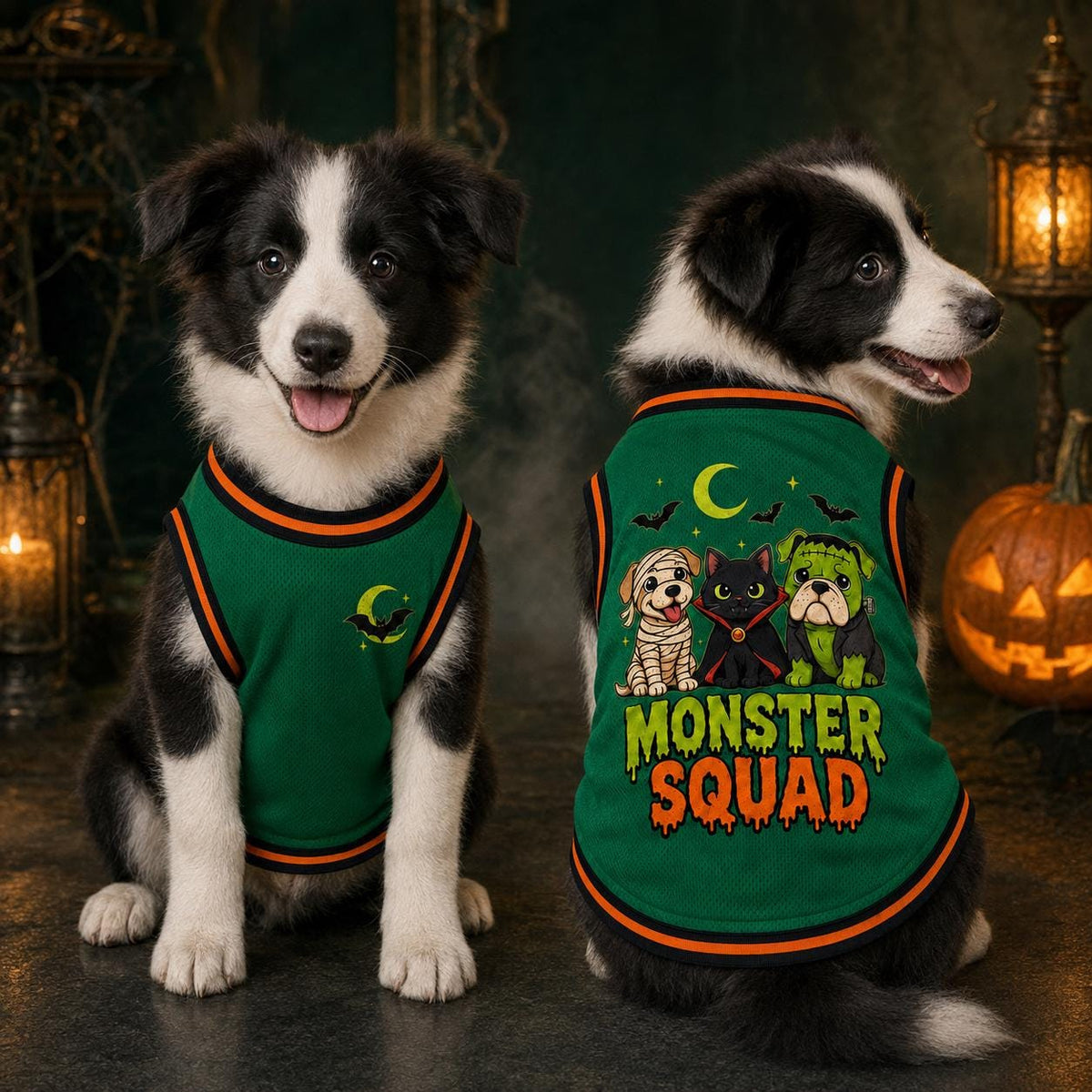 Monster Squad Pet Jersey, Halloween Dog Shirt, Spooky Pet Sports Top, Green Monster Costume, Halloween Pet Outfit, Dog Lover Gift