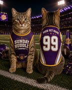 Sunday Huddle Pet Jersey, Personalized Dog Name Number Shirt, American Football Puppy Outfit, Game Day Pet Apparel, Sports Fan Gift