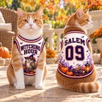 Witch Owl Pet Jersey, Personalized Halloween Dog Shirt, Custom Name Number, Salem Witching Hour Outfit, Spooky Pet Gift