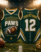 Gridiron Paws Pet Jersey, Custom Dog Name Number Shirt, American Football Puppy Outfit, Game Day Pet Apparel, Sports Fan Gift