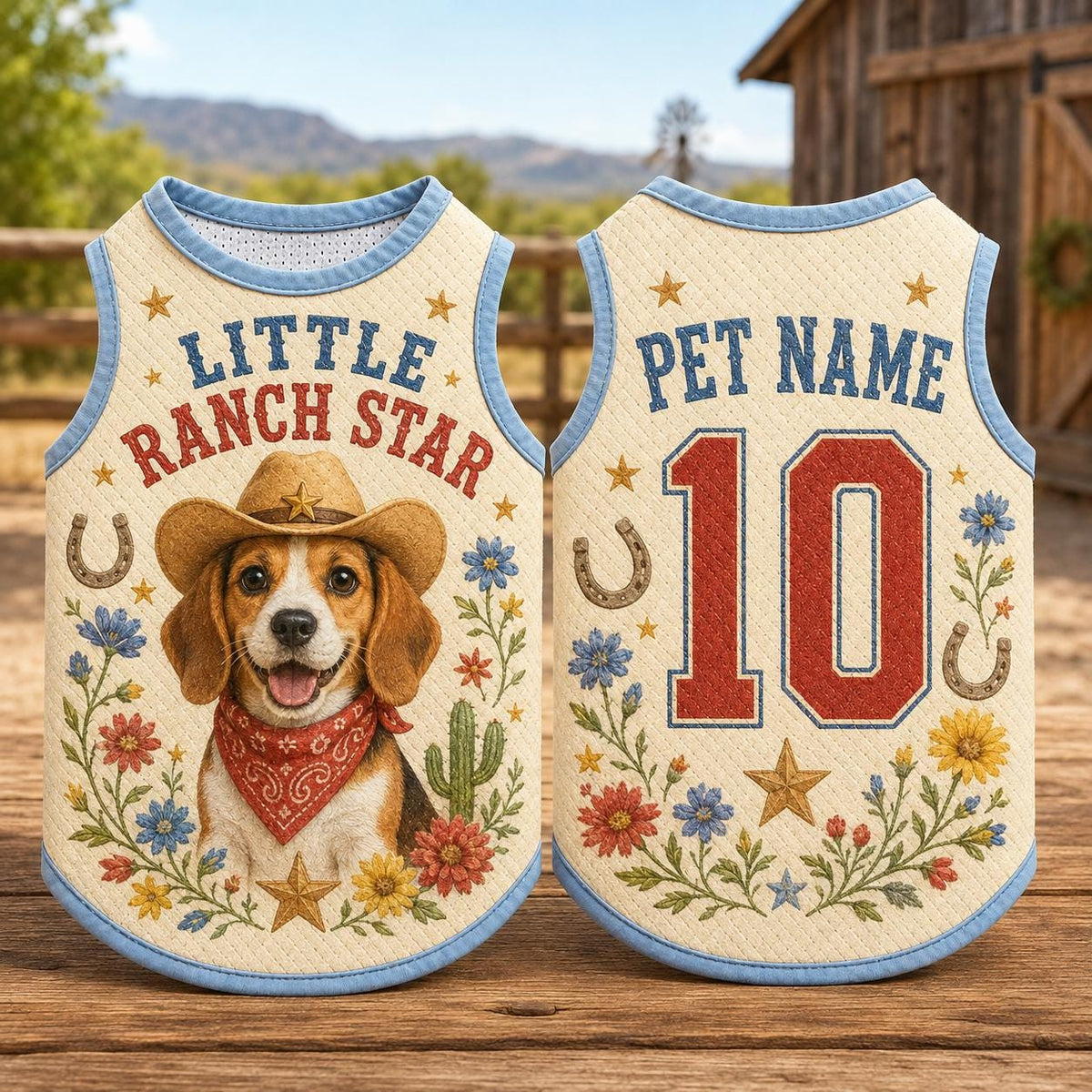 Western Ranch Dog Jersey, Personalized Cowboy Pet Shirt, Country Dog Outfit, Custom Ranch Star Puppy Apparel, Farm Dog Lover Gift