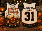 Spooky Season Pet Jersey, Personalized Pumpkin Patch Pup Shirt, Custom Dog Name Number, Halloween Costume, Fall Pet Gift