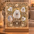 Custom Pet Memorial Lamp, Personalized Dog Photo Acrylic Plaque, Rainbow Bridge Pet Remembrance Light, Sympathy Gift for Pet Owner