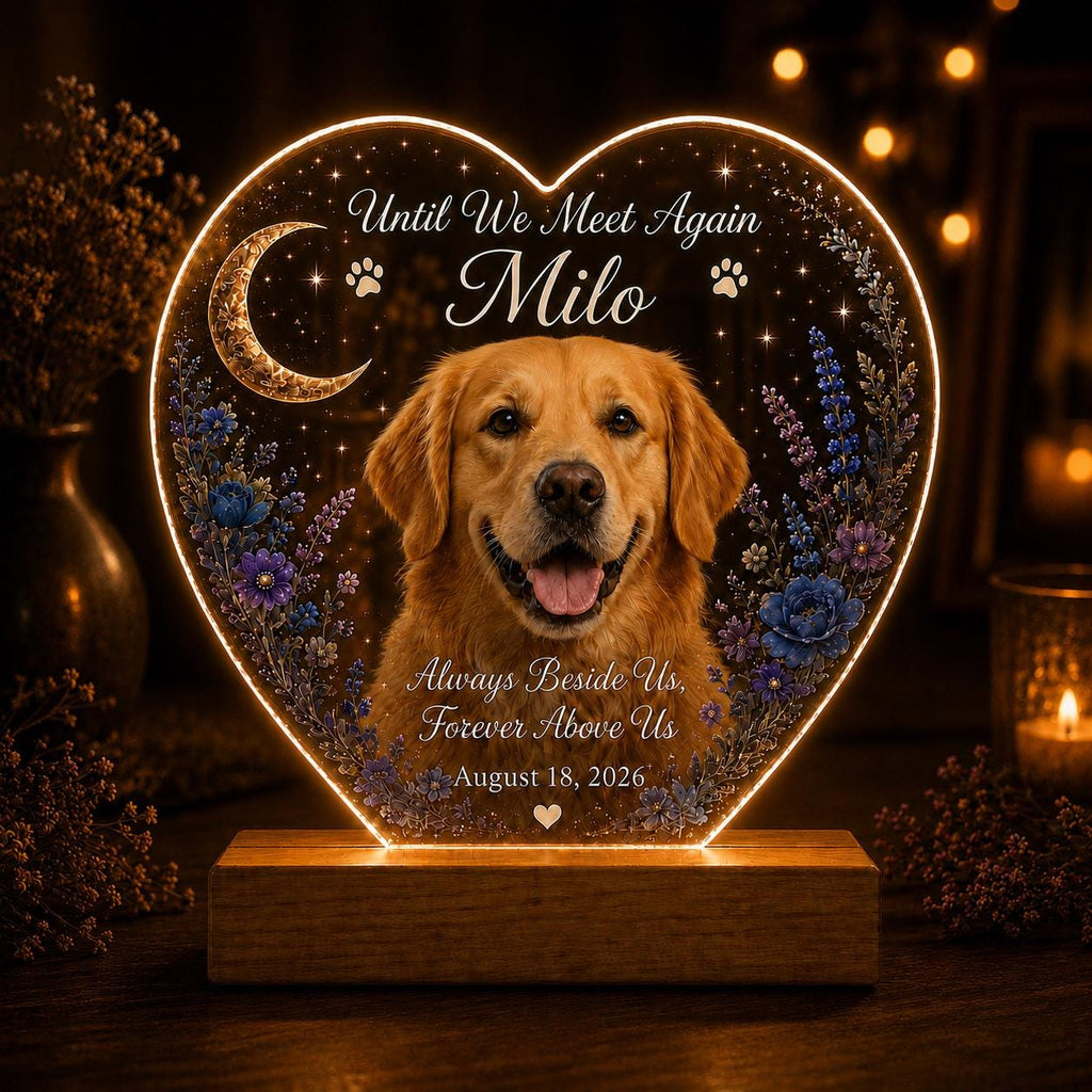 Pet Memorial Night Light, Custom Dog Photo Plaque, Personalized Acrylic Lamp, Black Lab Keepsake, Sympathy Gift for Her