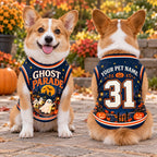 Ghost Parade Pet Jersey, Personalized Dog Name Number Shirt, Halloween Pet Top, Pumpkin Costume, Spooky Season Dog Gift