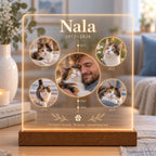 Personalized Pet Memorial Light, Custom Dog Photo Acrylic Plaque, Pet Memory Timeline Lamp, Sympathy Gift for Dog Parents