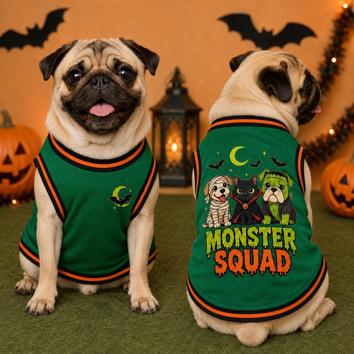 Monster Squad Pet Jersey, Halloween Dog Shirt, Spooky Pet Sports Top, Green Monster Costume, Halloween Pet Outfit, Dog Lover Gift