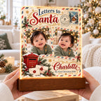 Letters to Santa Photo Lamp, Personalized Baby Acrylic Plaque, Custom Name Year, First Christmas Keepsake