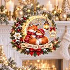 Personalized Fox Christmas Ornament, Custom Couple Names Acrylic Keepsake, Fox Couple Ornament, Christmas 2026 Gift