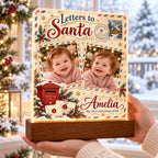 Letters to Santa Photo Lamp, Personalized Baby Acrylic Plaque, Custom Name Year, First Christmas Keepsake