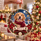 Golden Retriever Christmas Ornament, Personalized Dog Acrylic Keepsake, Custom Pet Name Year Decor, Dog Lover Holiday Gift