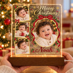 Christmas Photo Collage Lamp, Personalized Baby Acrylic Plaque, Custom Name Year, First Christmas Keepsake