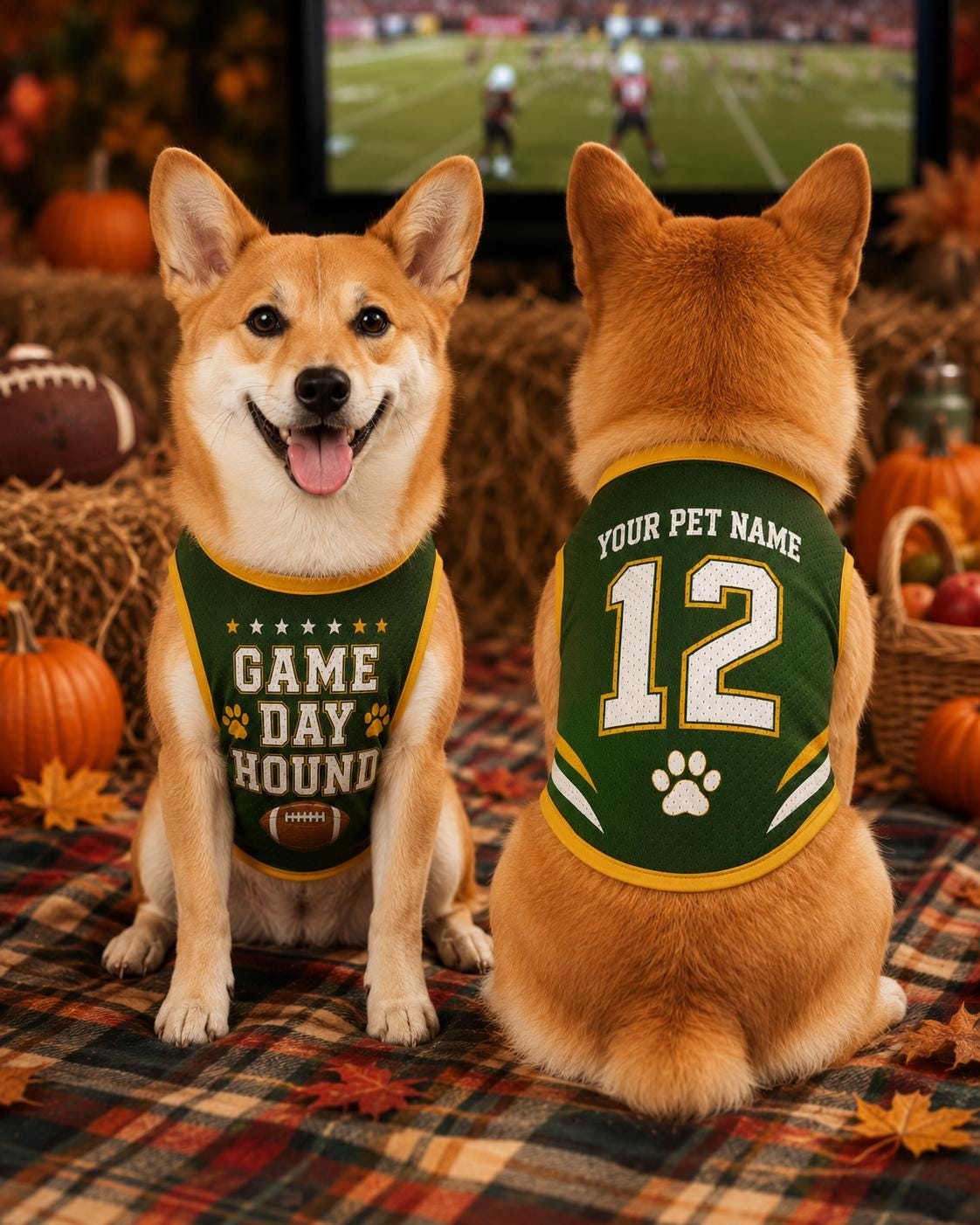 Game Day Hound Pet Jersey, Personalized Dog Name Number Shirt, American Football Puppy Outfit, Tailgate Pet Apparel, Sports Fan Gift