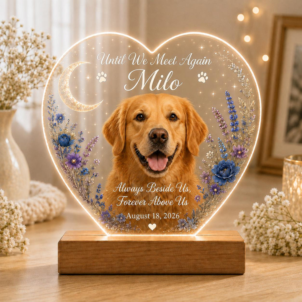 Pet Memorial Night Light, Custom Dog Photo Plaque, Personalized Acrylic Lamp, Black Lab Keepsake, Sympathy Gift for Her
