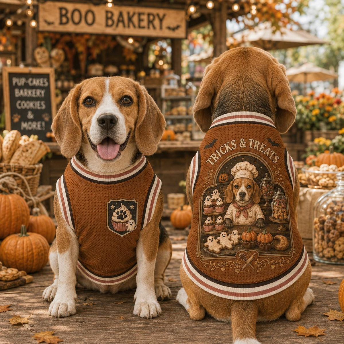 Halloween Dog Jersey, Tricks & Treats French Bulldog Shirt, Spooky Bakery Pet Tank, Pumpkin Ghost Dog Outfit, Fall Pet Gift