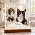 Angel Cat Memorial Light, Custom Tuxedo Cat Photo Acrylic Plaque, Personalized Pet Loss Keepsake, Sympathy Gift for Cat Mom