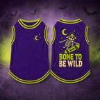 Bone To Be Wild Pet Jersey, Halloween Dog Shirt, Skeleton Skateboard Pet Outfit, Purple Spooky Dog Jersey, Halloween Pet Gift