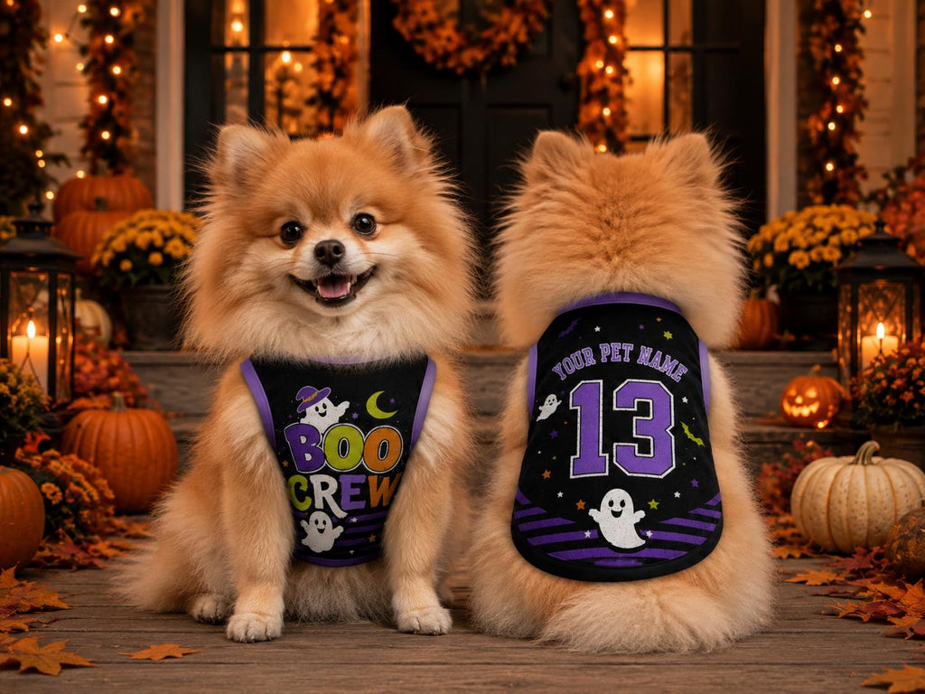 Boo Crew Pet Jersey, Personalized Dog Name Number Shirt, Halloween Dog Costume, Spooky Pet Outfit, Custom Puppy Jersey, Pet Lover Gift