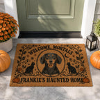 Personalized Halloween Cat Doormat, Custom Pet Photo Welcome Mat, Haunted Cat Door Mat, Spooky Fall Porch Decor, Cat Lover Gift