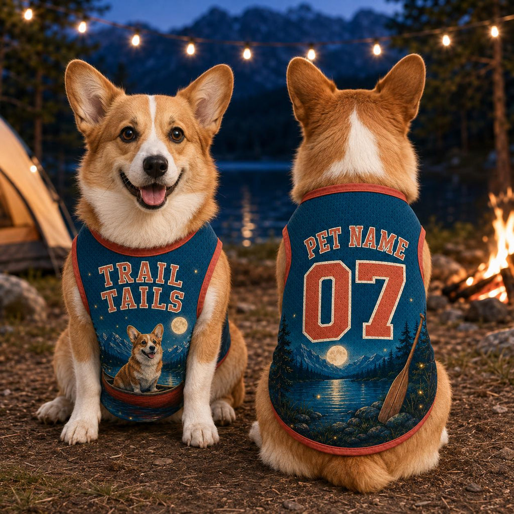 Camping Dog Jersey, Personalized Adventure Pet Shirt, Custom Trail Dog Outfit, Canoe Hiking Puppy Apparel, Outdoor Dog Lover Gift