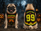 Haunted Howl Dog Jersey, Personalized Pet Name Number Shirt, Fright Night Pup Halloween Costume, Spooky Haunted House Pet Outfit