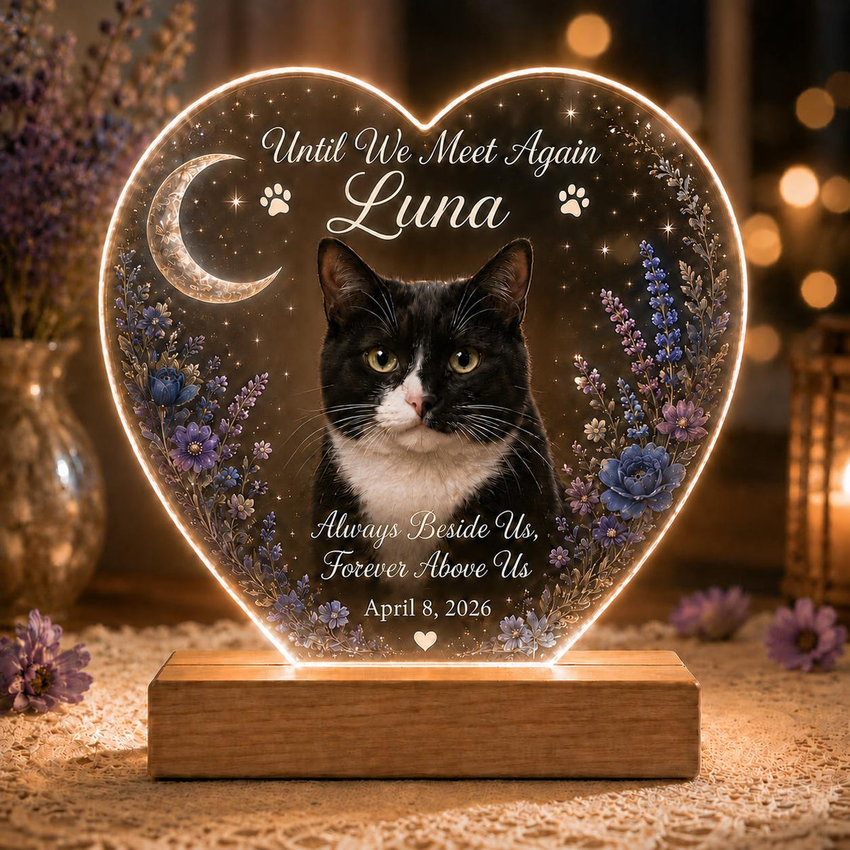 Pet Memorial Night Light, Custom Dog Photo Plaque, Personalized Acrylic Lamp, Black Lab Keepsake, Sympathy Gift for Her