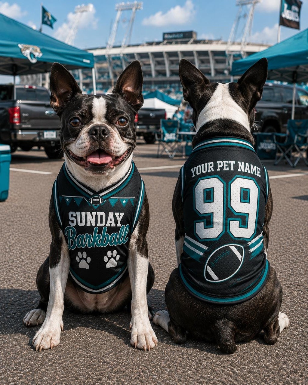 Sunday Barkball Pet Jersey, Custom Dog Name Number Shirt, American Football Puppy Outfit, Game Day Pet Apparel, Sports Fan Gift
