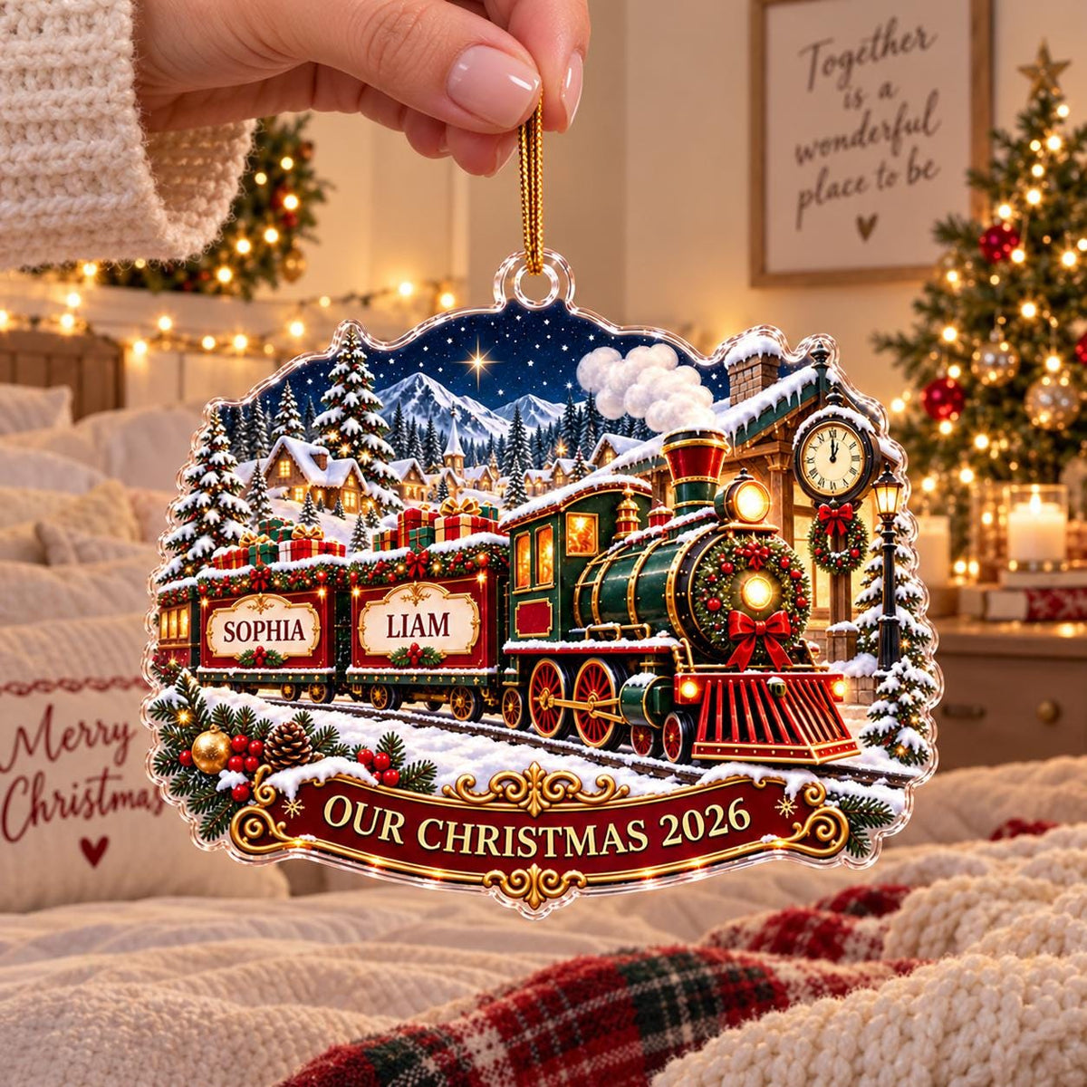 Christmas Train Ornament, Personalized Acrylic Keepsake, Custom Name Holiday Train Decor, Our Christmas 2026 Gift