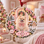 Dachshund Christmas Ornament, Personalized Dog Acrylic Keepsake, Candy Cane Pet Name Decor, Wiener Dog Holiday Gift