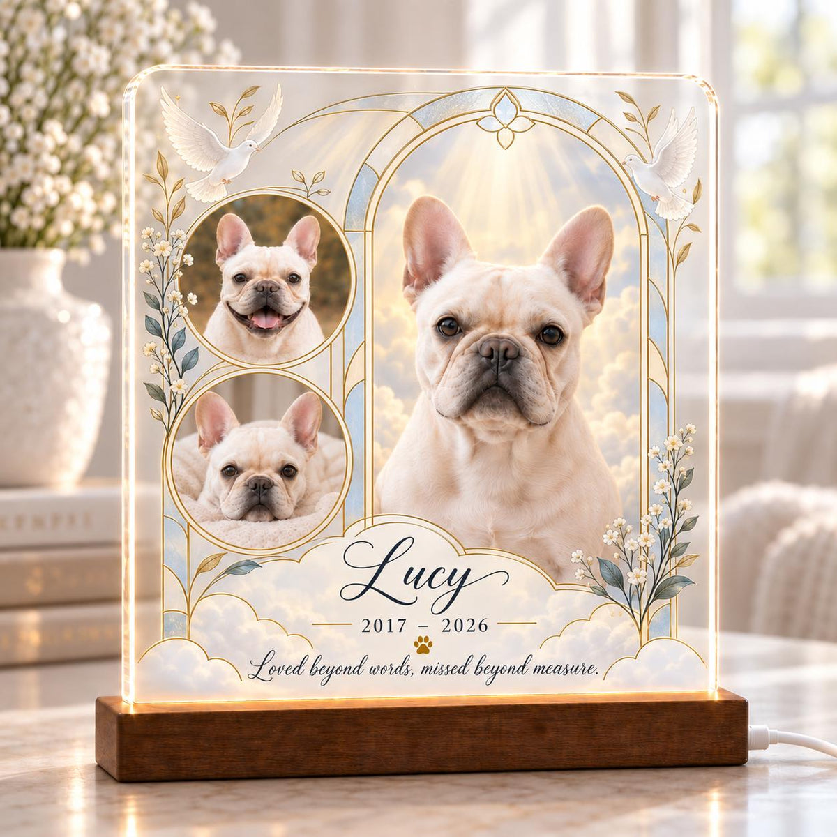Angel Cat Memorial Light, Custom Tuxedo Cat Photo Acrylic Plaque, Personalized Pet Loss Keepsake, Sympathy Gift for Cat Mom