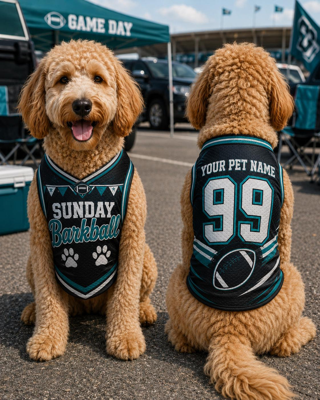 Sunday Barkball Pet Jersey, Custom Dog Name Number Shirt, American Football Puppy Outfit, Game Day Pet Apparel, Sports Fan Gift