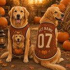 Pumpkin Dog Jersey, Personalized Pet Name Number Shirt, Fall Harvest Pet Outfit, Golden Retriever Autumn Jersey, Thanksgiving Dog Gift