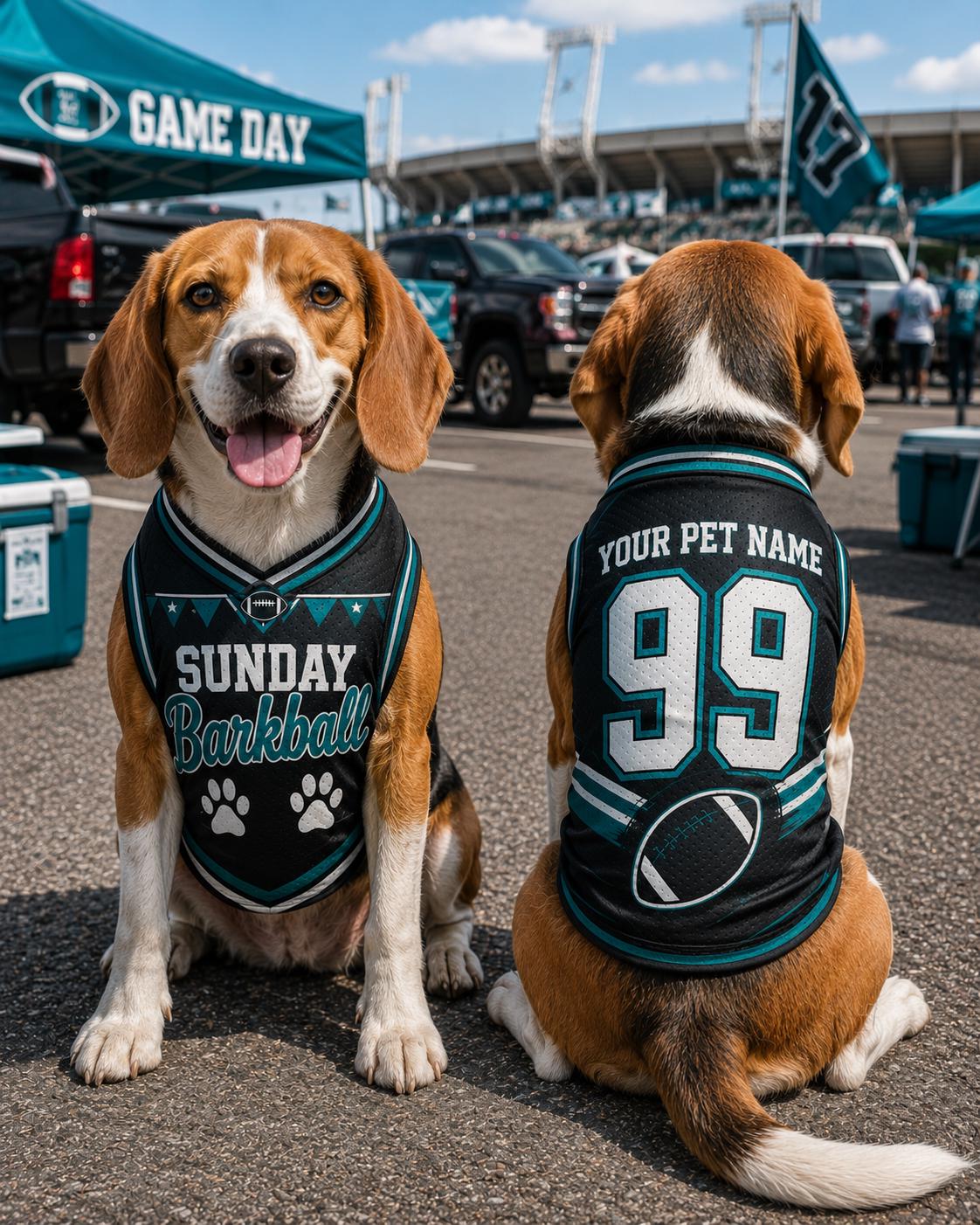 Sunday Barkball Pet Jersey, Custom Dog Name Number Shirt, American Football Puppy Outfit, Game Day Pet Apparel, Sports Fan Gift