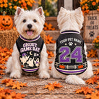 Halloween Pet Jersey, Personalized Dog Name Number Shirt, Ghost Game Day Pet Top, Custom Sports Costume, Spooky Pet Gift