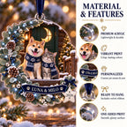 Moonlit Pet Christmas Ornament, Personalized Dog Cat Acrylic Keepsake, Custom Pet Name Winter Decor, Pet Parent Gift