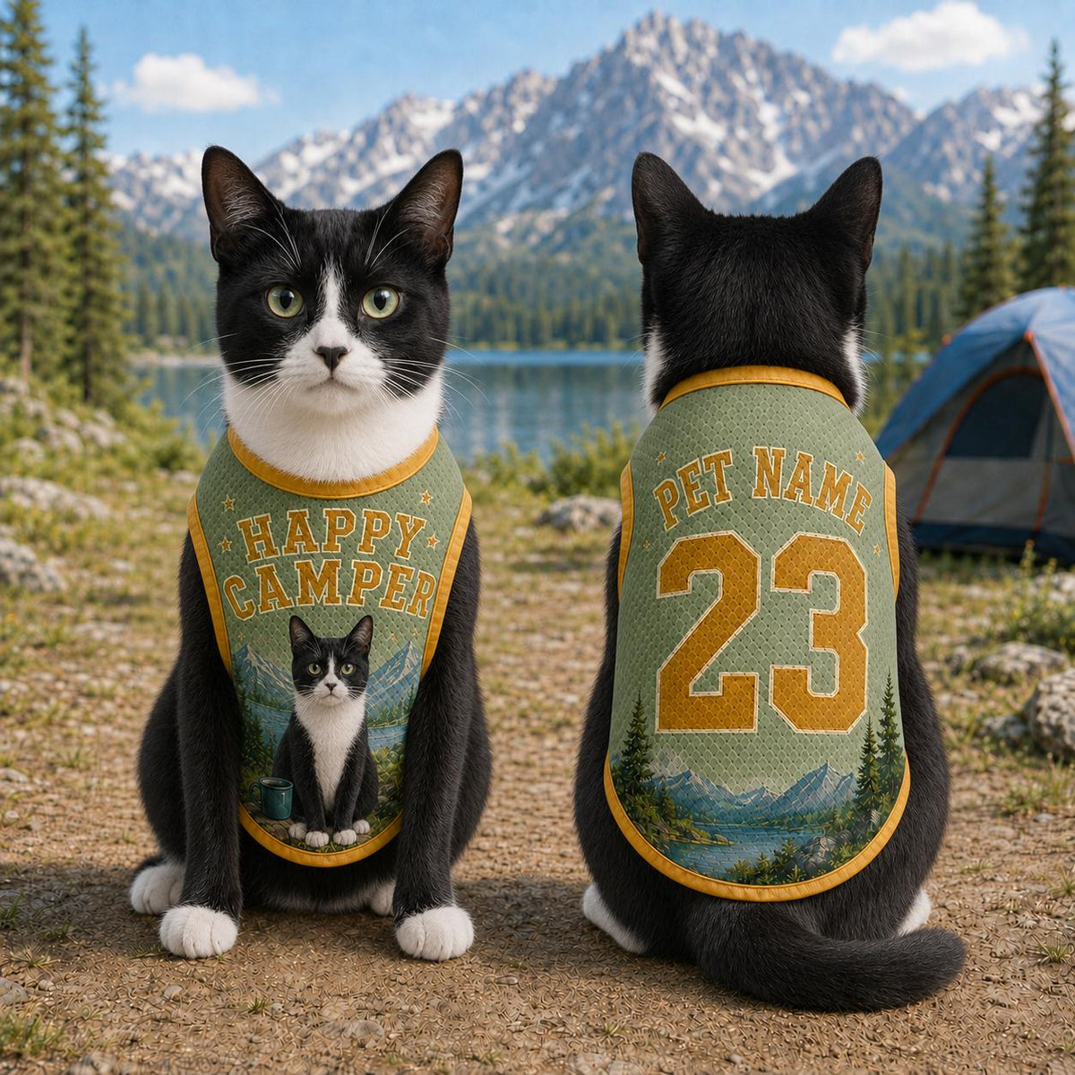 Camping Dog Pet Jersey, Personalized Outdoor Dog Shirt, Adventure Dog Apparel, Mountain Camp Pet Outfit, Custom Dog Lover Gift