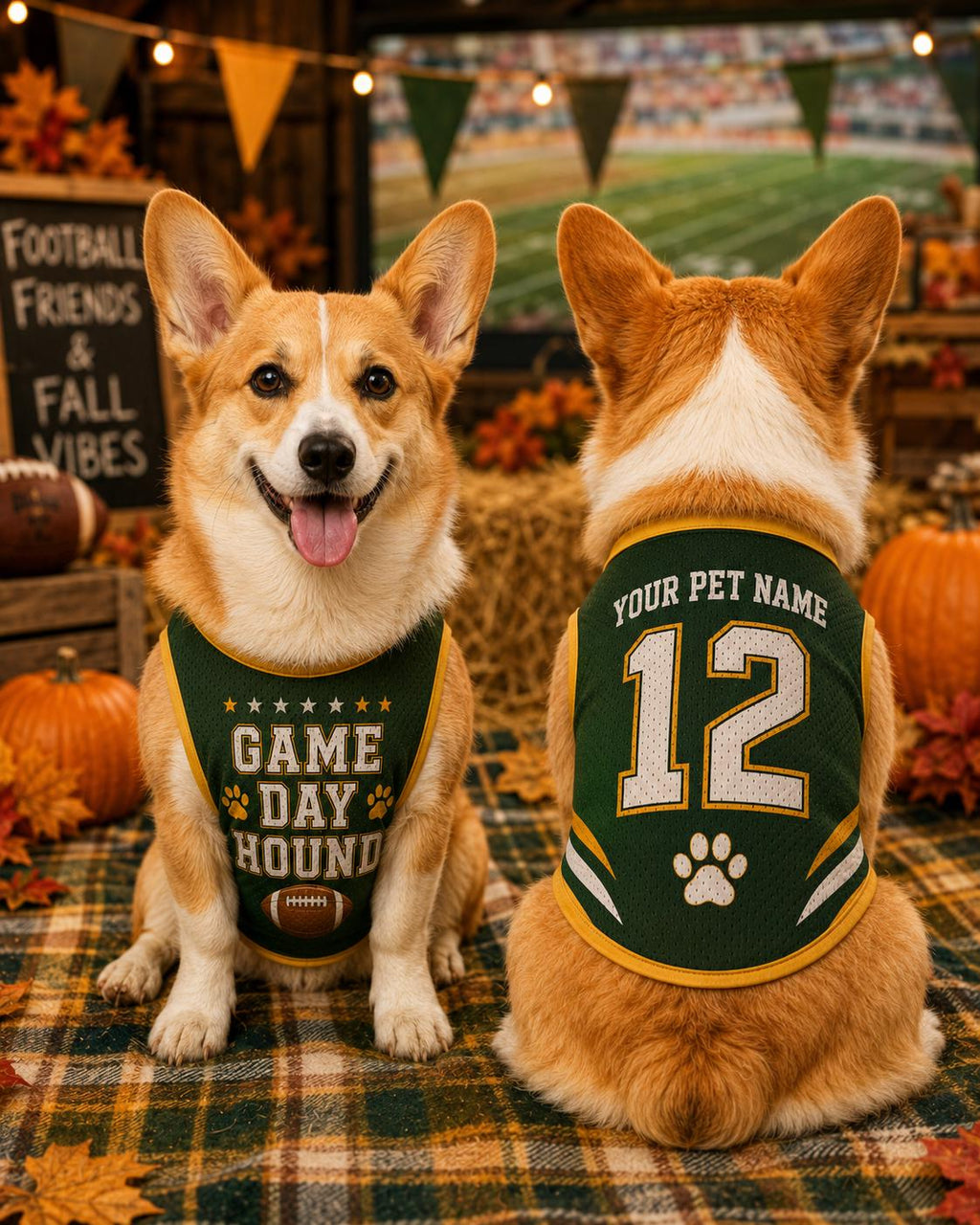 Game Day Hound Pet Jersey, Personalized Dog Name Number Shirt, American Football Puppy Outfit, Tailgate Pet Apparel, Sports Fan Gift