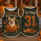 Pumpkin Patch Pup Pet Jersey, Personalized Dog Name Number Shirt, Corgi Halloween Outfit, Fall Pumpkin Pet Costume, Autumn Dog Gift