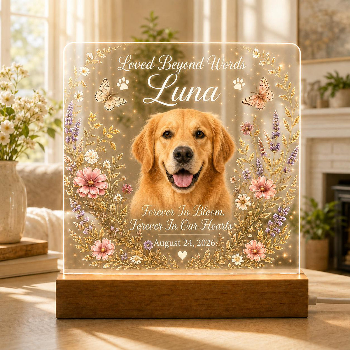 Pet Memorial Night Light, Personalized Cat Memorial Plaque, Custom Photo Acrylic Sign, Loss of Pet Keepsake, Sympathy Gift for Her