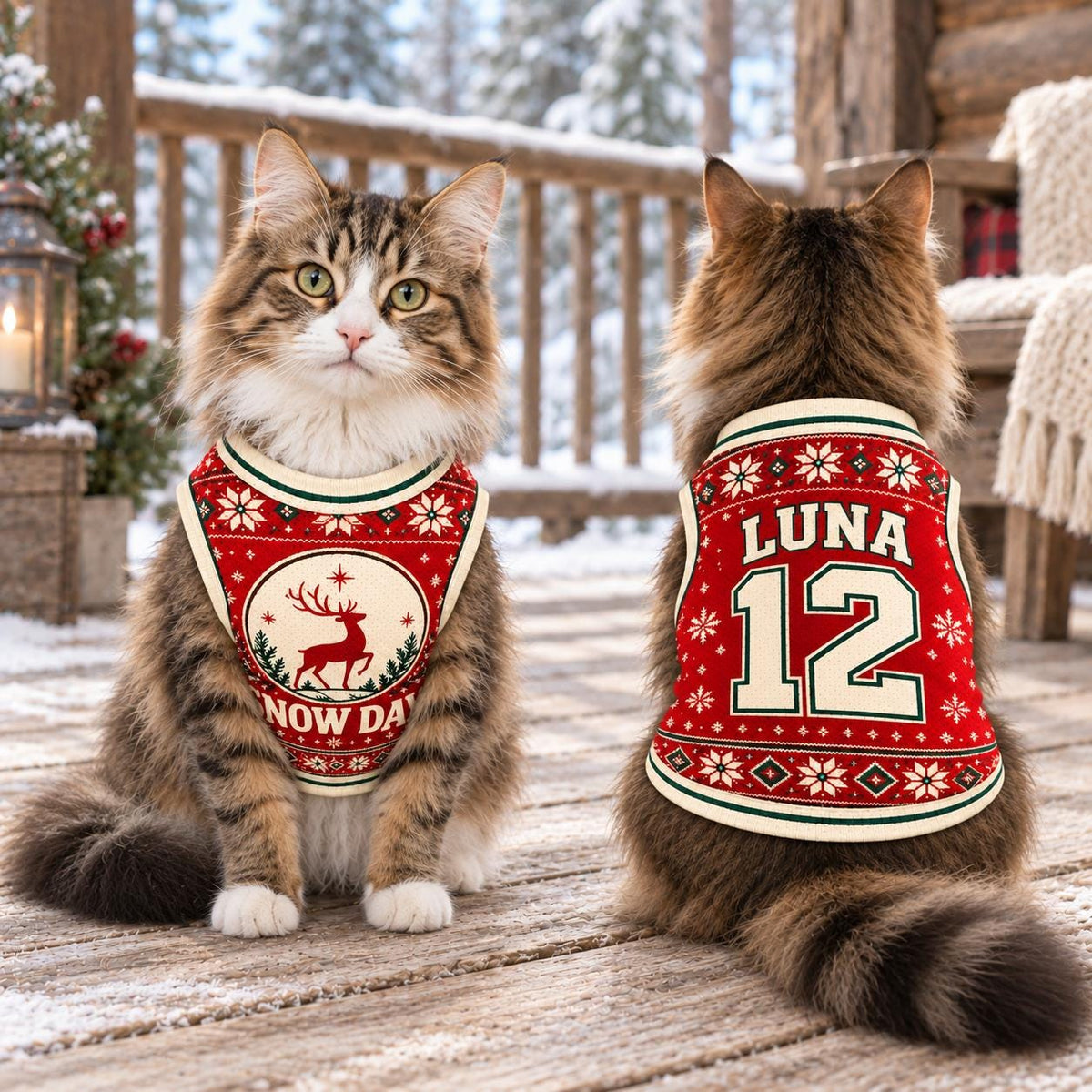 Snow Day Pet Jersey, Personalized Dog Name Number Shirt, Christmas Reindeer Pet Top, Holiday Sweater Style Outfit, Custom Dog Gift