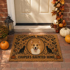 Personalized Halloween Cat Doormat, Custom Pet Photo Welcome Mat, Haunted Cat Door Mat, Spooky Fall Porch Decor, Cat Lover Gift