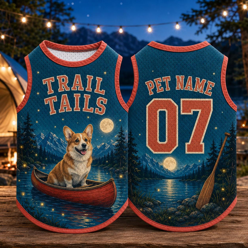 Camping Dog Jersey, Personalized Adventure Pet Shirt, Custom Trail Dog Outfit, Canoe Hiking Puppy Apparel, Outdoor Dog Lover Gift