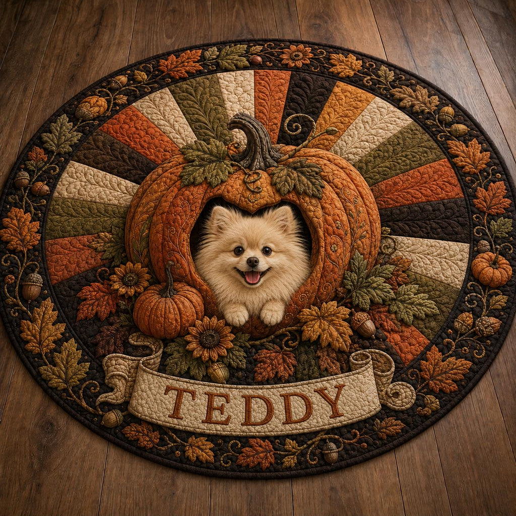 Pumpkin Cat Round Rug, Fall Autumn Cat Area Rug, Cozy Harvest Floor Mat, Cat Lover Gift, Thanksgiving Home Decor