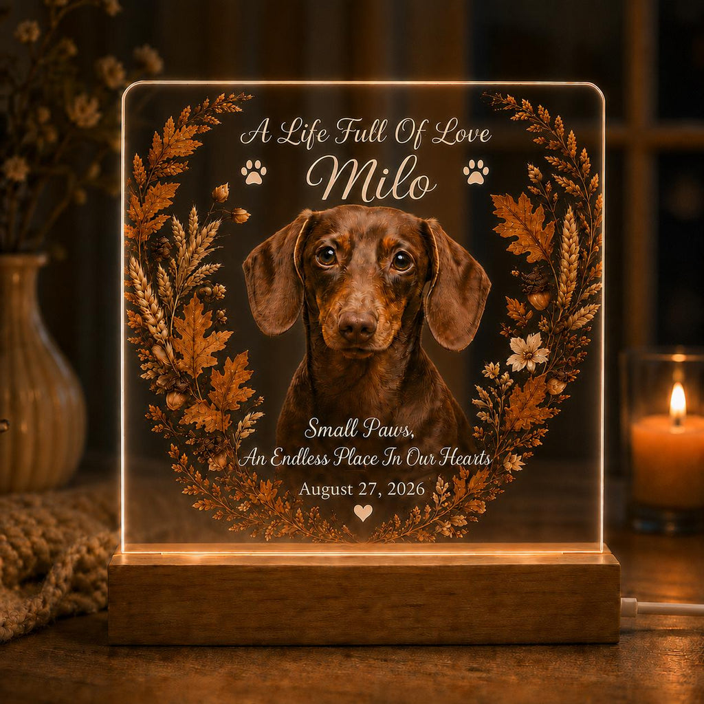 Dog Memorial Night Light, Personalized Pet Photo Acrylic Plaque, Golden Retriever Remembrance, Pet Loss Gift for Her
