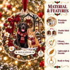 Burgundy Pet Christmas Ornament, Personalized Dog Cat Acrylic Keepsake, Custom Pet Names Year Decor, Pet Parent Holiday Gift