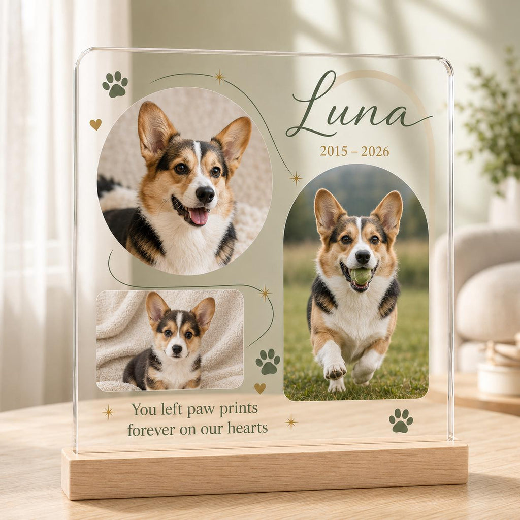 Custom Pet Photo Plaque, Golden Retriever Memorial Acrylic Sign, Personalized Dog Keepsake, Pet Loss Gift for Dog Parents