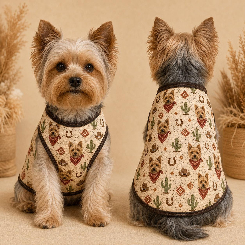 Western Cat Jersey, Personalized Pet Face Shirt, Custom Cowboy Cat Outfit, Cactus Pet Vest, Southwestern Cat Lover Gift