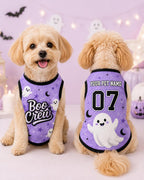 Boo Crew Pet Shirt, Personalized Dog Cat Name Number Jersey, Cute Ghost Halloween Costume, Purple Spooky Season Outfit, Pet Gift