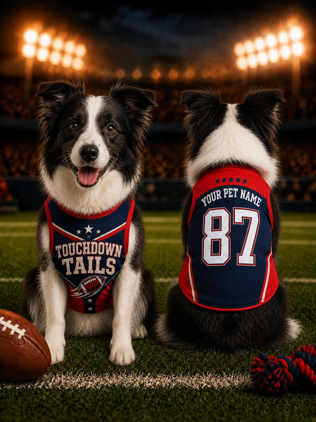 Touchdown Tails Pet Jersey, Personalized Dog Name Number Shirt, American Football Puppy Outfit, Game Day Pet Apparel, Sports Fan Gift