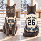 Winter Nights Pet Jersey, Personalized Dog Name Number Shirt, Snowy Mountain Christmas Pet Top, Holiday Sports Outfit, Custom Dog Gift